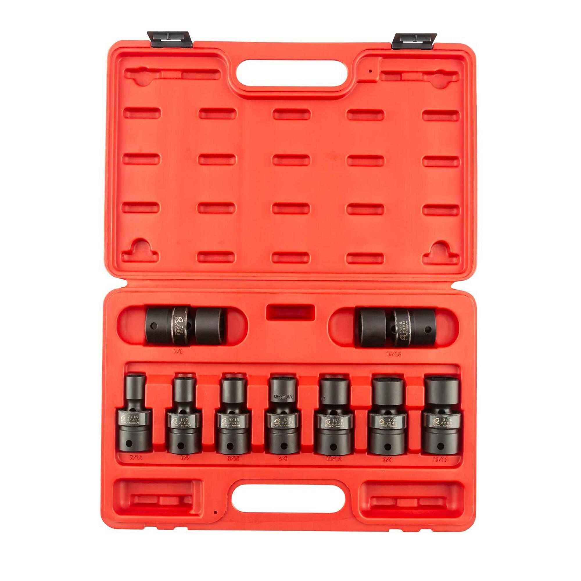 Juego de dados de impacto universal Sunex Tools - 1/2in. Drive, SAE, 6-Point, 9 piezas, Modelo# 2657.
