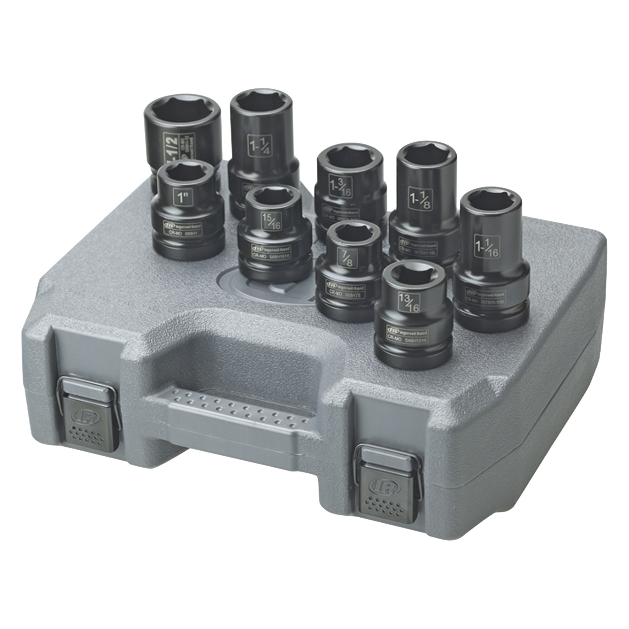 Juego de dados de impacto Ingersoll Rand, 9 piezas, unidad de 1 pulgada, medidas SAE, Modelo # SK8H9T.