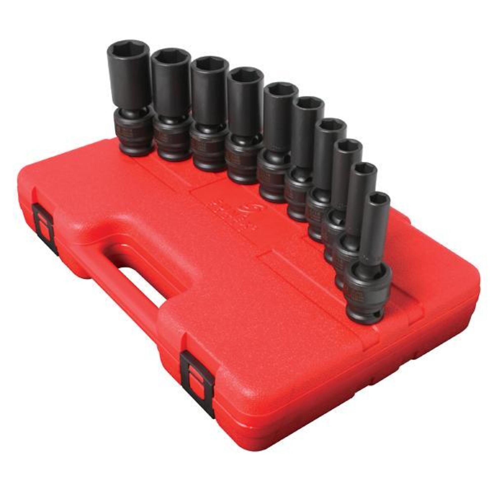Juego de 10 Zócalos Universales Profundos de Impacto Sunex Tools de 1/2 pulgadas, Negros - Modelo# 2659