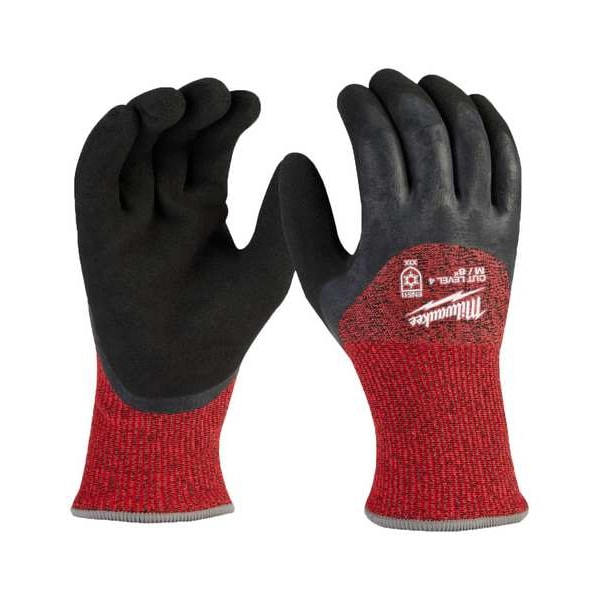 Guantes de inmersión aislados para invierno de nivel 4 con corte de herramienta Milwaukee - Mediano (12 pares), Nivel de corte A5, 15 ga, Rojo/Negro - 48-73-7941B