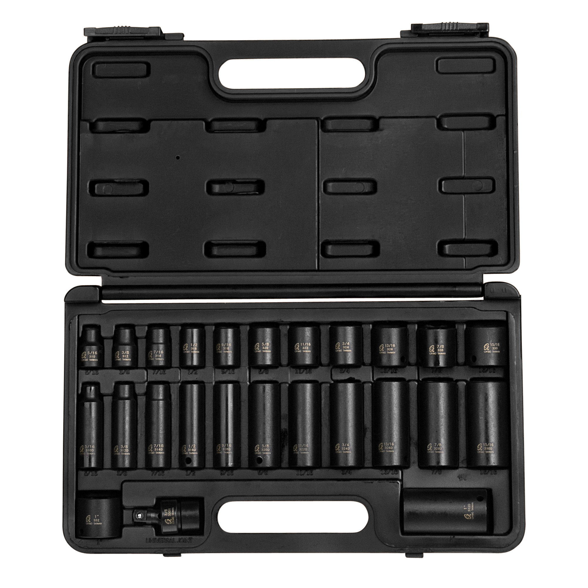 Set de Dado de Impacto Sunex Tools - 3/8in. Drive, SAE, 6 Puntos, Estándar/Profundo, 25 Piezas, Modelo# 3325