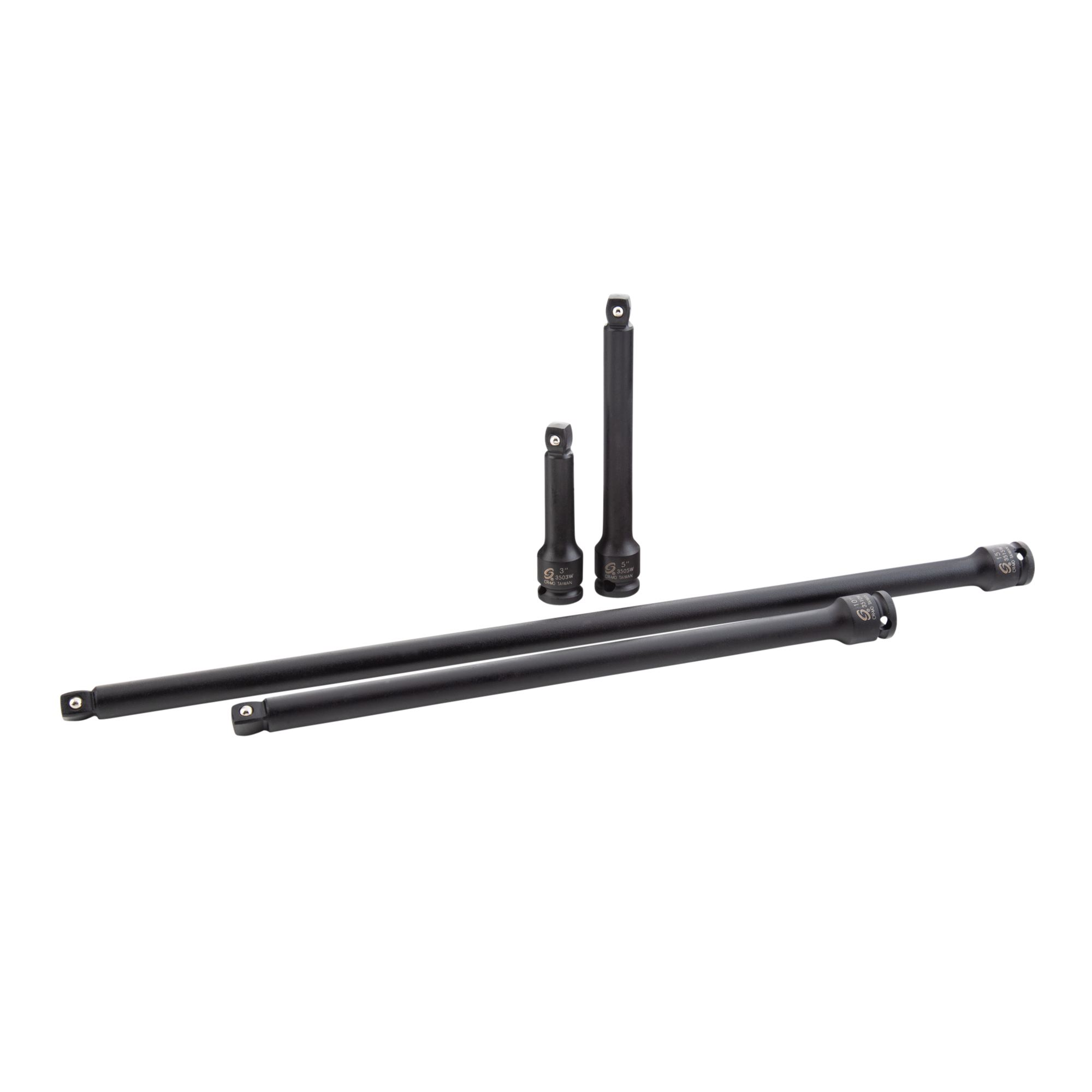 Set de extensiones de impacto Sunex Tools - unidad de 3/8 de pulgada, movimiento oscilante, 4 piezas, acero aleado CR-MO, modelo# 3504