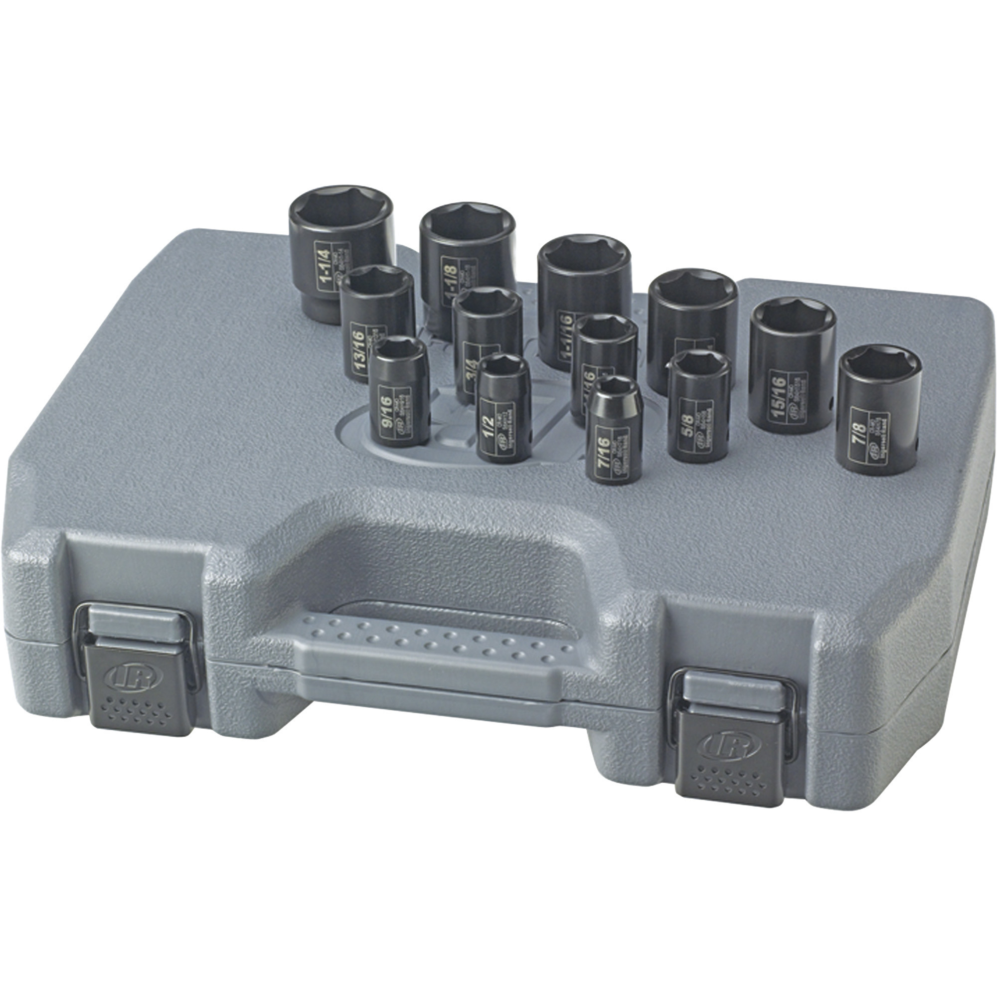 Set de 13 llaves de impacto Ingersoll Rand, unidad de 1/2 pulgadas, medidas SAE, Modelo# SK4H13.