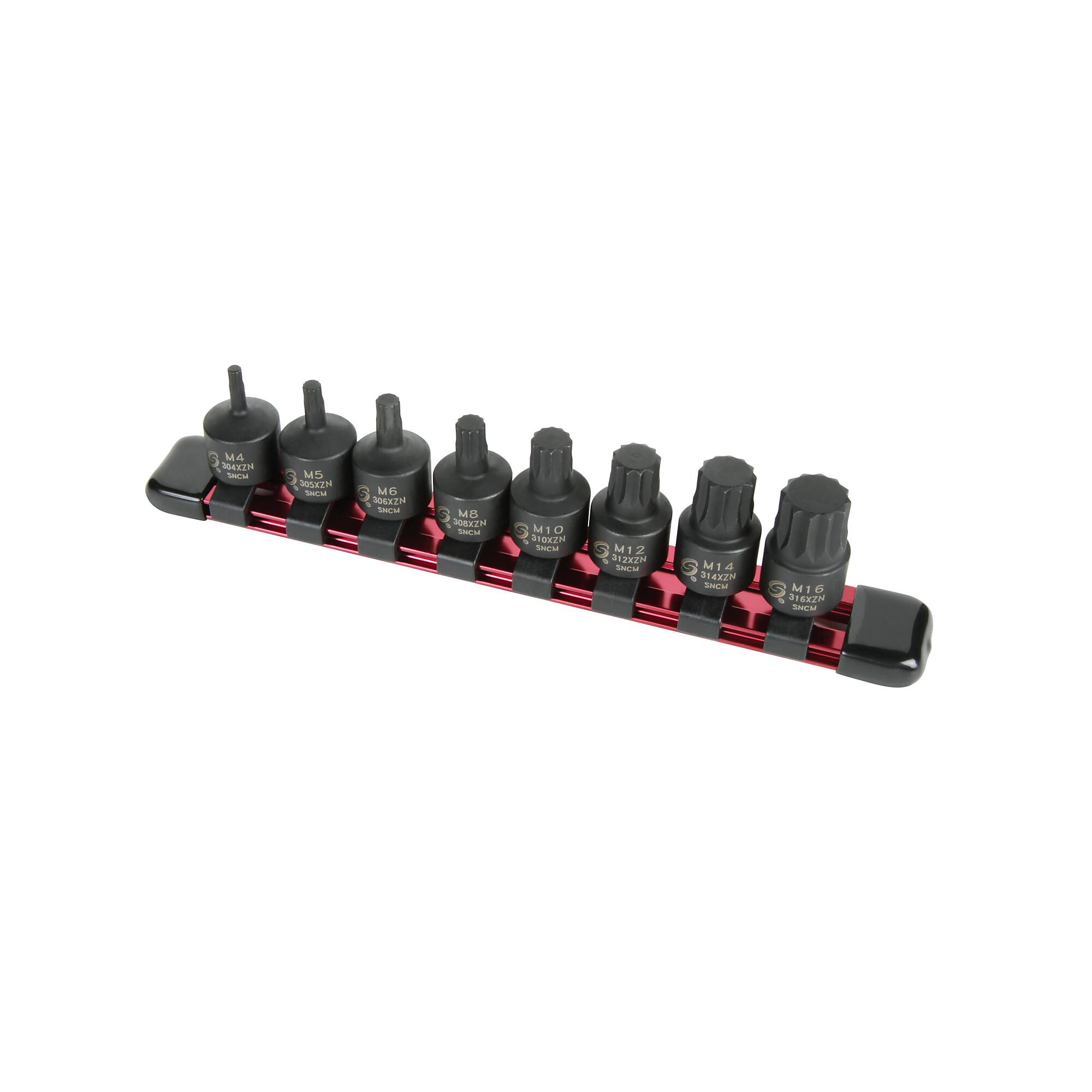 Juego de puntas de impacto Sunex Tools Stubby Triple Square - 3/8in. Drive, 8 piezas, acero de aleación CR-MO, modelo# 3640