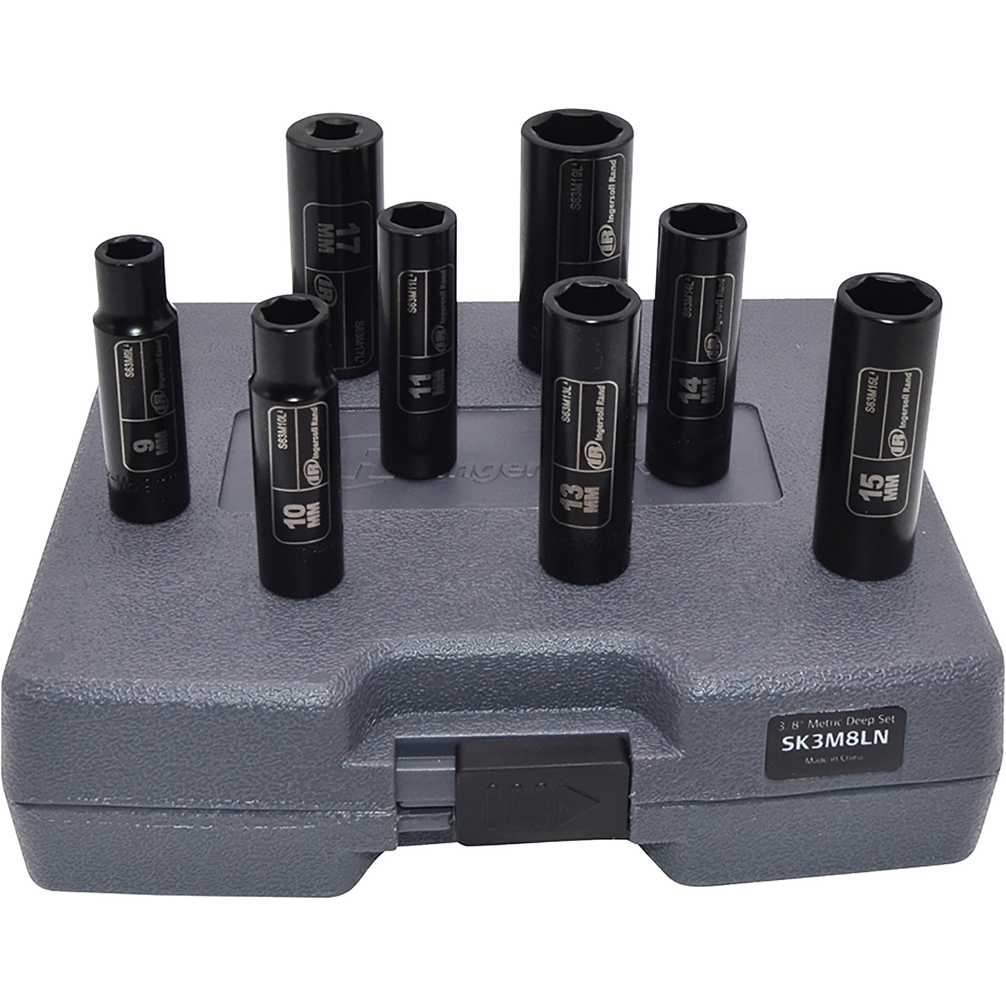 Juego de Dados de Impacto Ingersoll Rand, 3/8in. Drive, Profundo, Set Métrico de 8 piezas, Modelo# SK3M8L