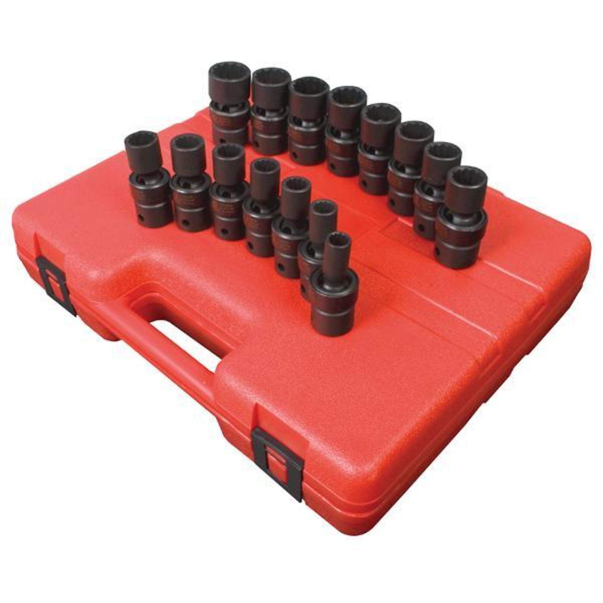 Juego de dados de impacto universales Sunex Tools - 1/2 pulgadas, métricos, 12 puntos, 15 piezas, Modelo# 2855.