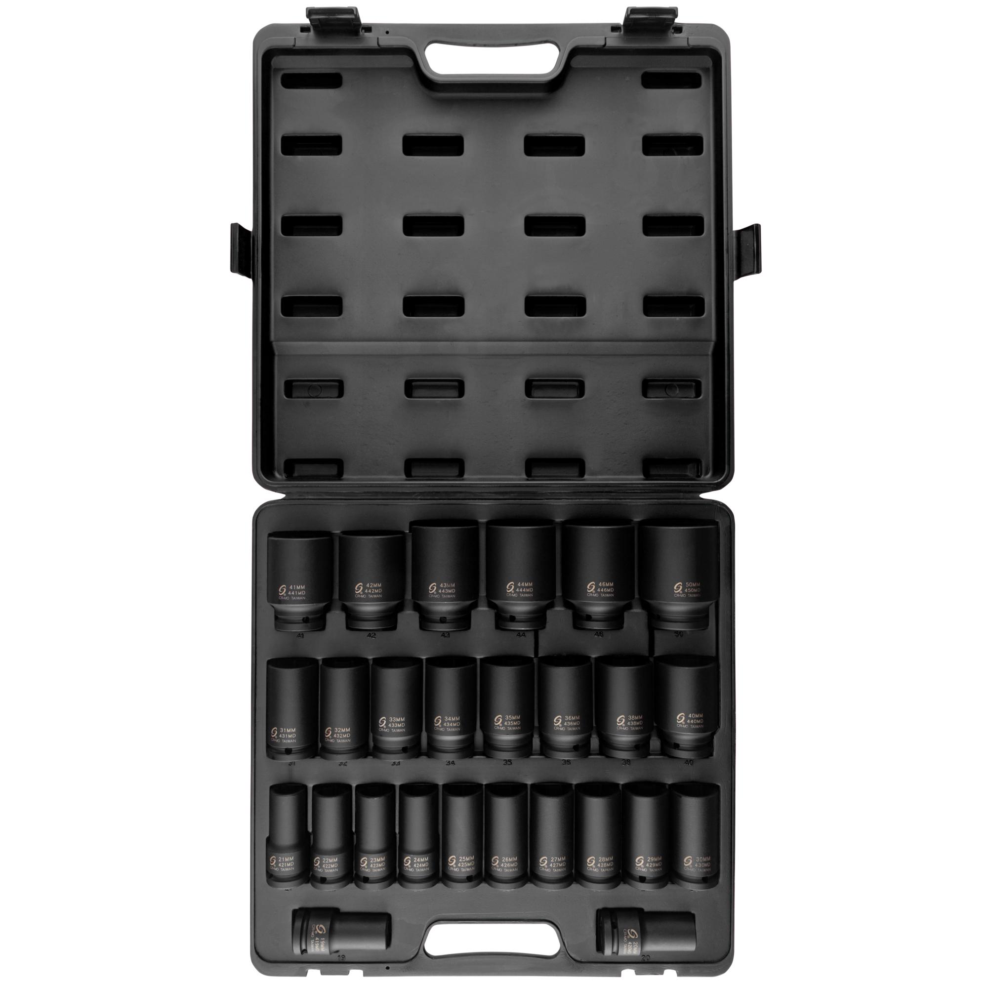 Set de dados de impacto profundos Sunex Tools - 3/4 pulg. Drive, 26 piezas, métrico, de 6 puntos, acero CR-MO, Modelo# 4693.