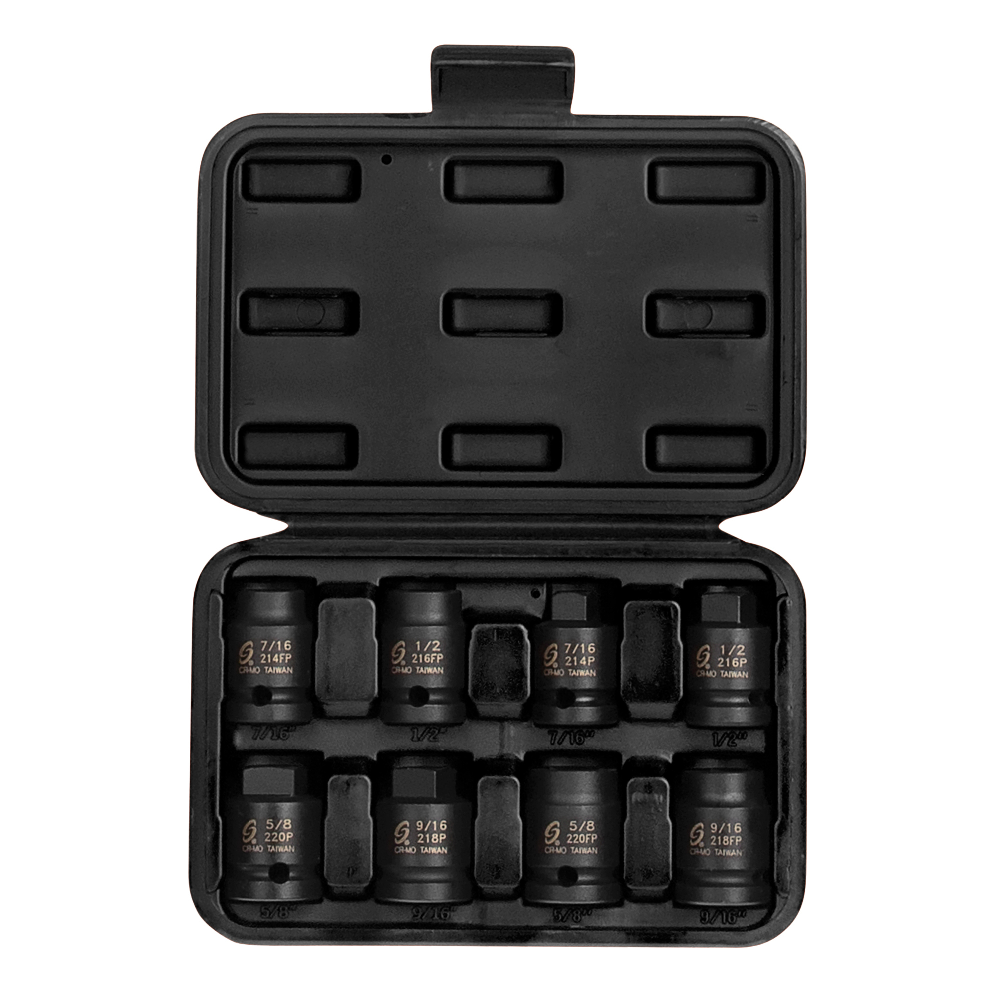 Set de dados de impacto Sunex Tools - 1/2 pulg. de unidad, 8 piezas, acero aleado CR-MO, modelo # 2841