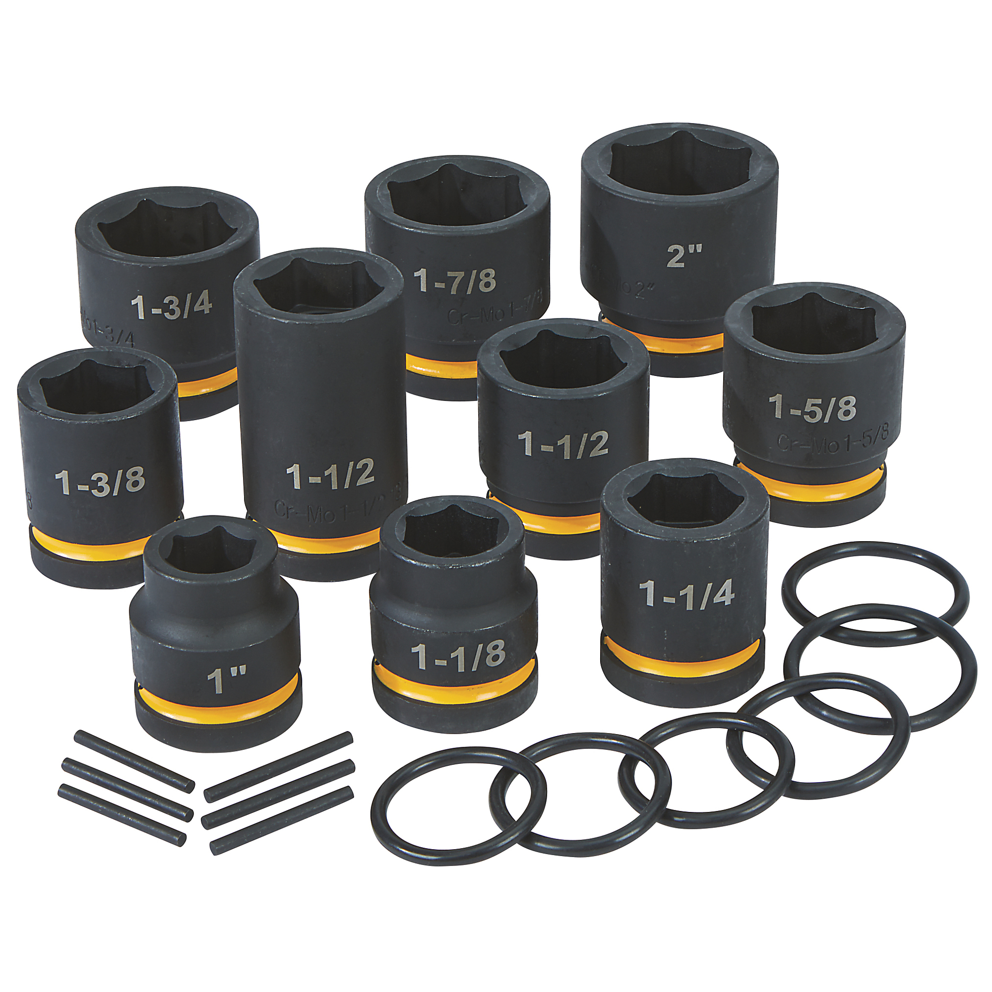 Set de dados de impacto Klutch de 1 pulgada, Budd Wheel, tamaño SAE, de Cromo Molibdeno, 10 piezas.
