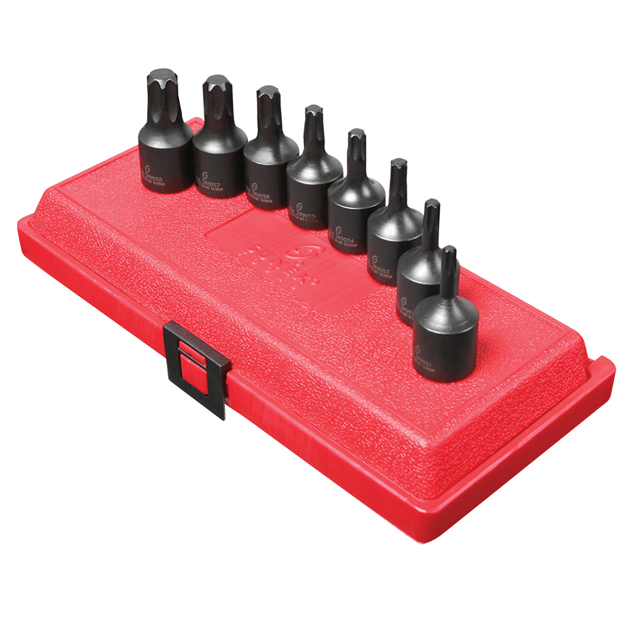 Set de puntas de impacto Sunex Tools Star - 1/2 pulgada, 8 piezas, acero aleado CR-MO, fosfato negro, Modelo# 2690S