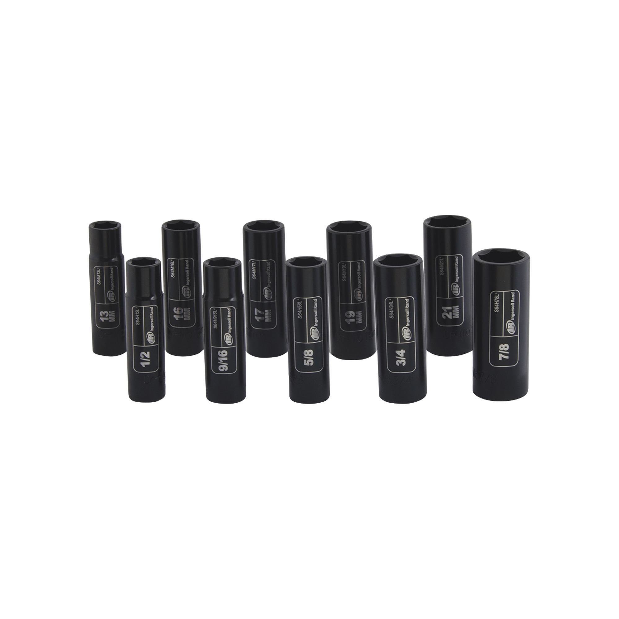 Juego de 10 piezas de dados de impacto combinados Ingersoll Rand, SAE/Métrico, de 1/2 pulgadas. Modelo SK4C10LN.