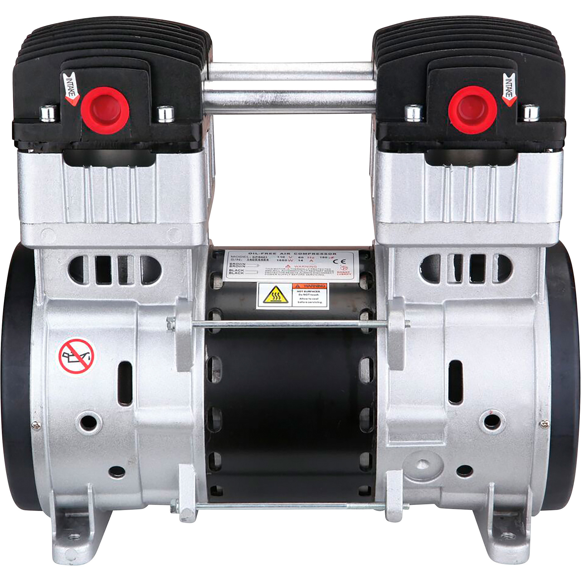 Compresor de aire California Air Tools ultra silencioso sin aceite, bomba/motor, monofásico, 2 HP, 15.0 amperios, modelo #9421.