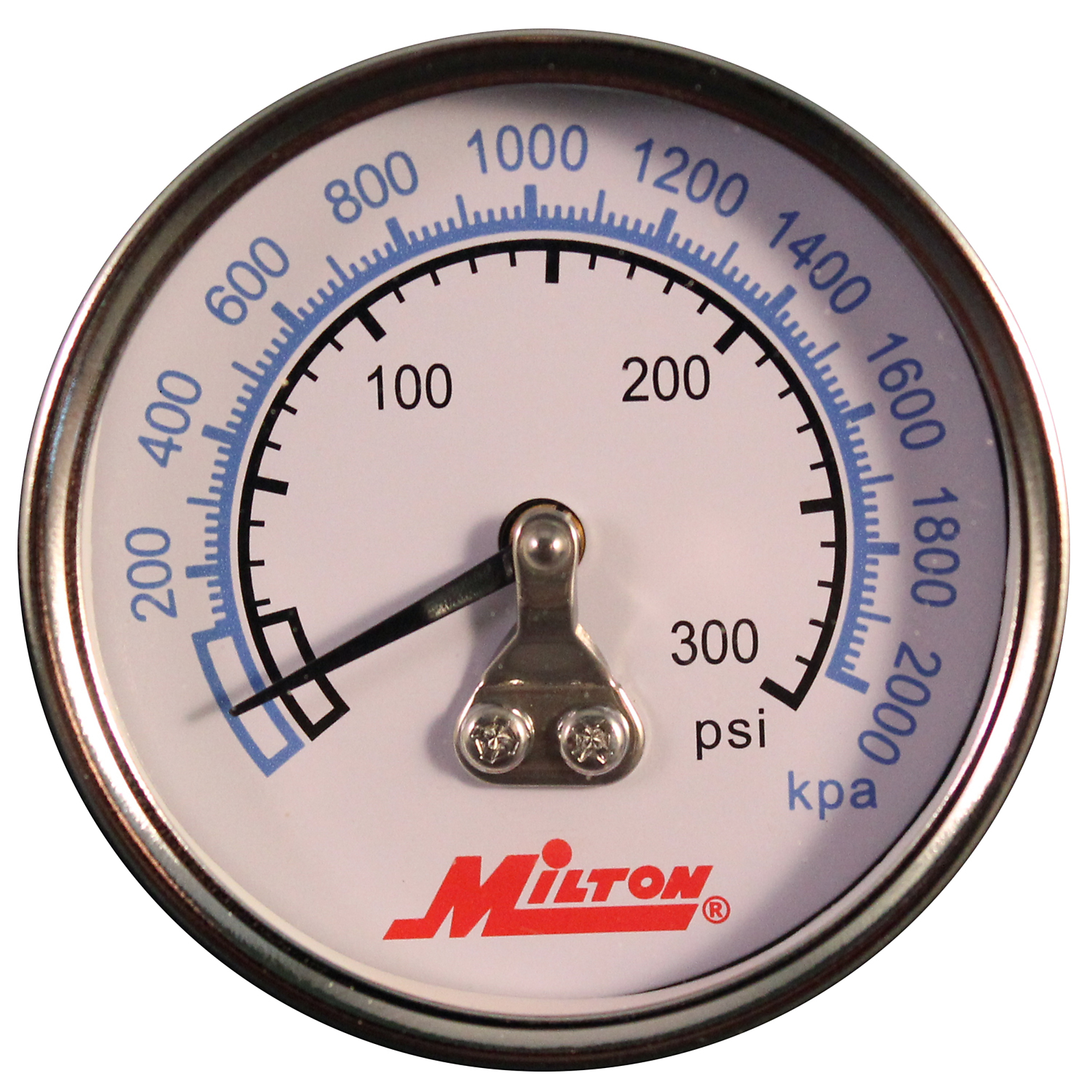 Manómetro Milton, 0-300 PSI - Montaje Central, Máx. 300 PSI, Modelo# 1192