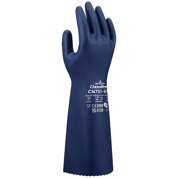 Guantes resistentes a productos quimicos Showa, Azules, M/8, PR - CN751M-08