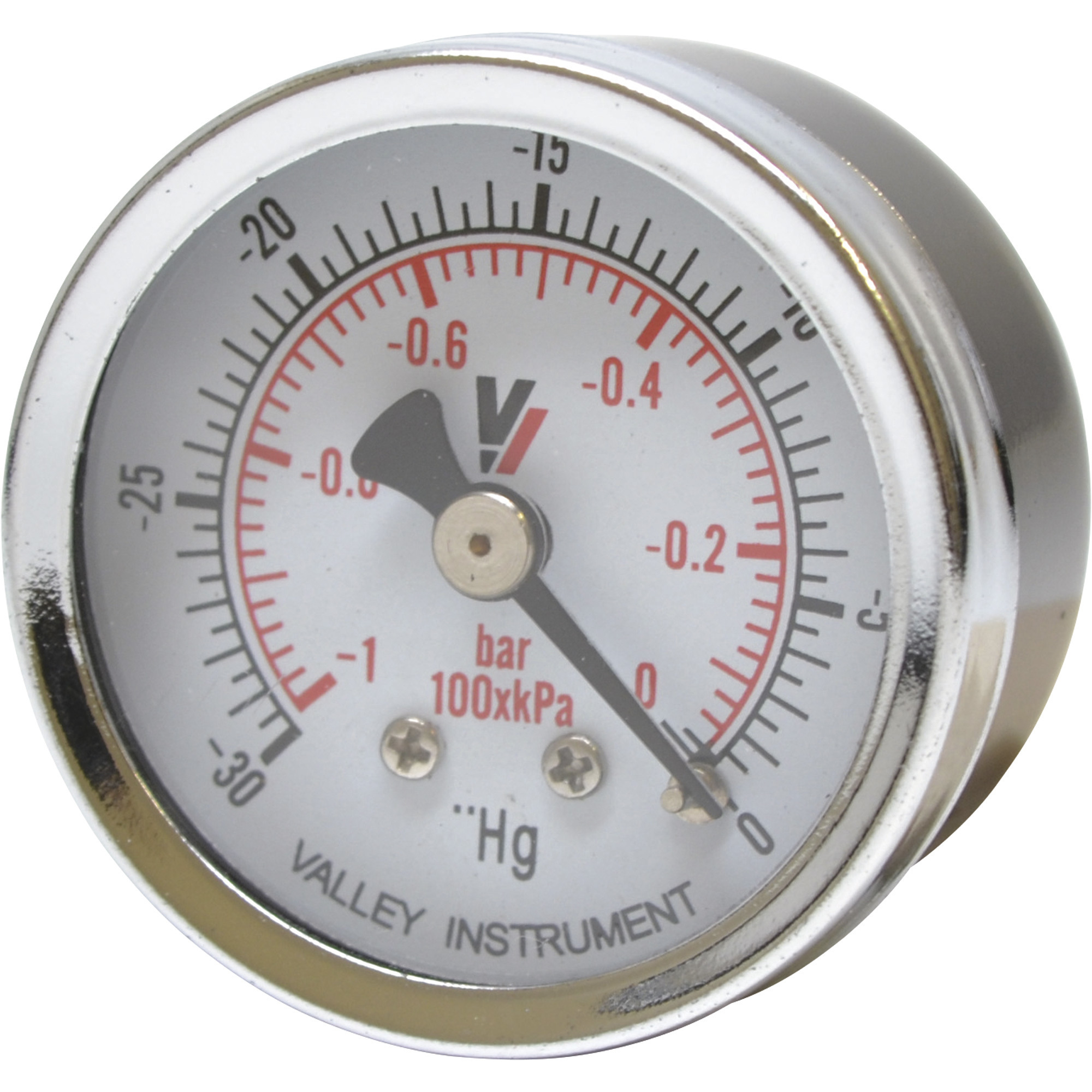 Manómetro Valley Instrument, 1.5in., Vacío, Montaje trasero