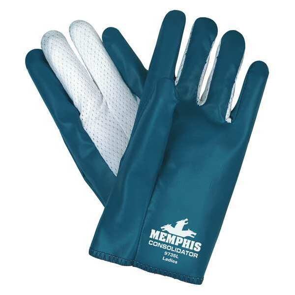 Mcr Safety 8-1/2 "Guantes Resistentes a Químicos, Nitrilo, L, 12PK - 9735L
