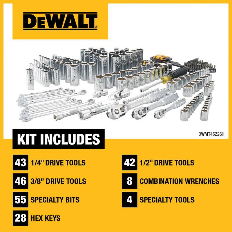 Juego de herramientas mecánicas DEWALT (226 piezas) con caja de herramientas mediana TOUGHSYSTEM 2.0 de 22 pulgadas - DWMT45430H