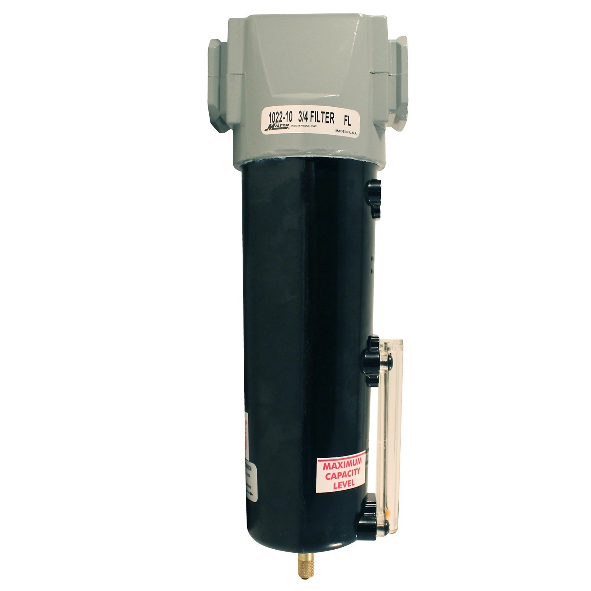 Filtro Milton con recipiente de metal 20 oz, Max. PSI 250 PSI, Modelo# 1022-10.