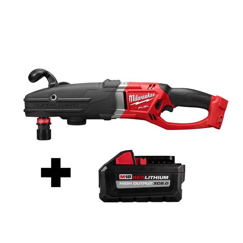 Milwaukee M18 FUEL GEN II Taladro angular derecho inalámbrico Brushless de 18 voltios de litio-ion de 1/2 pulgada Hole Hawg con batería de 8.0Ah gratis - 2807-20-48-11-1880.