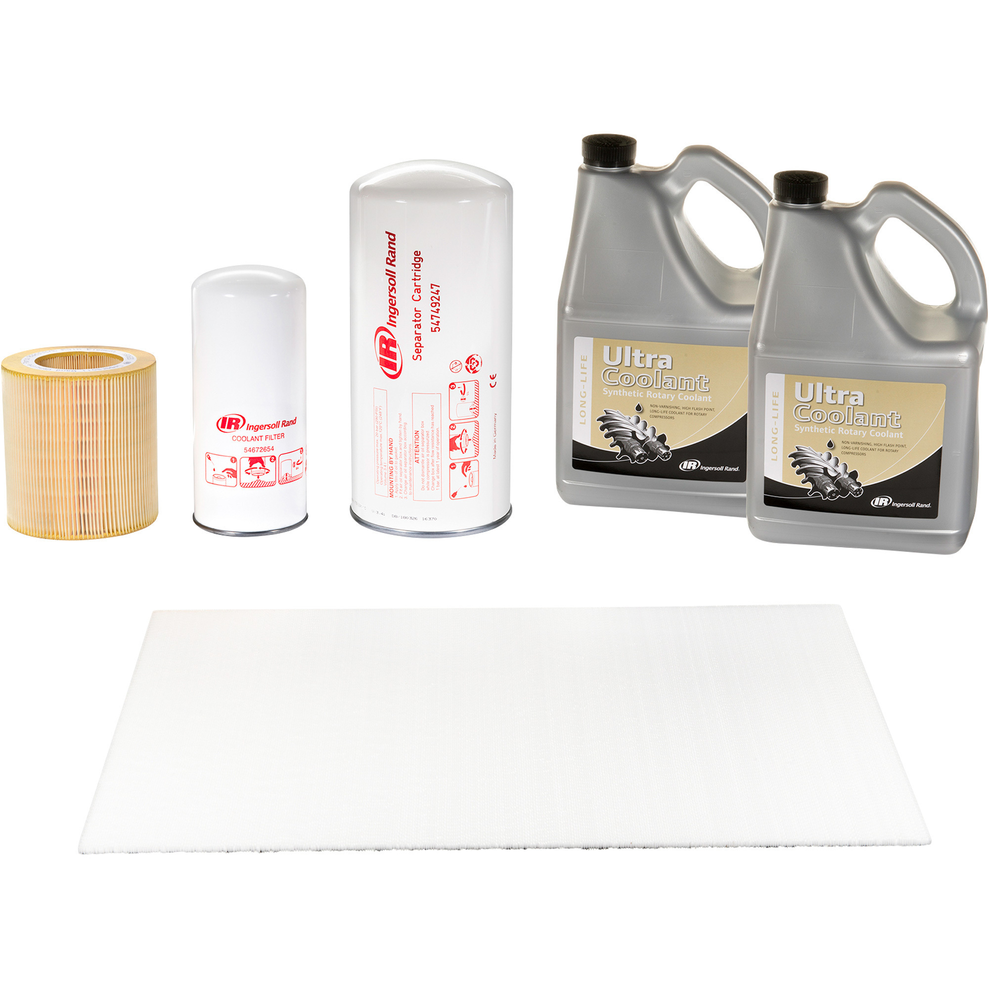 Kit de mantenimiento OEM Ingersoll Rand para compresor UP6 de 15-30 HP (Indicador de reemplazo TAS Red Flashing) con lubricante Ultra Coolant, Modelo# 23417231.