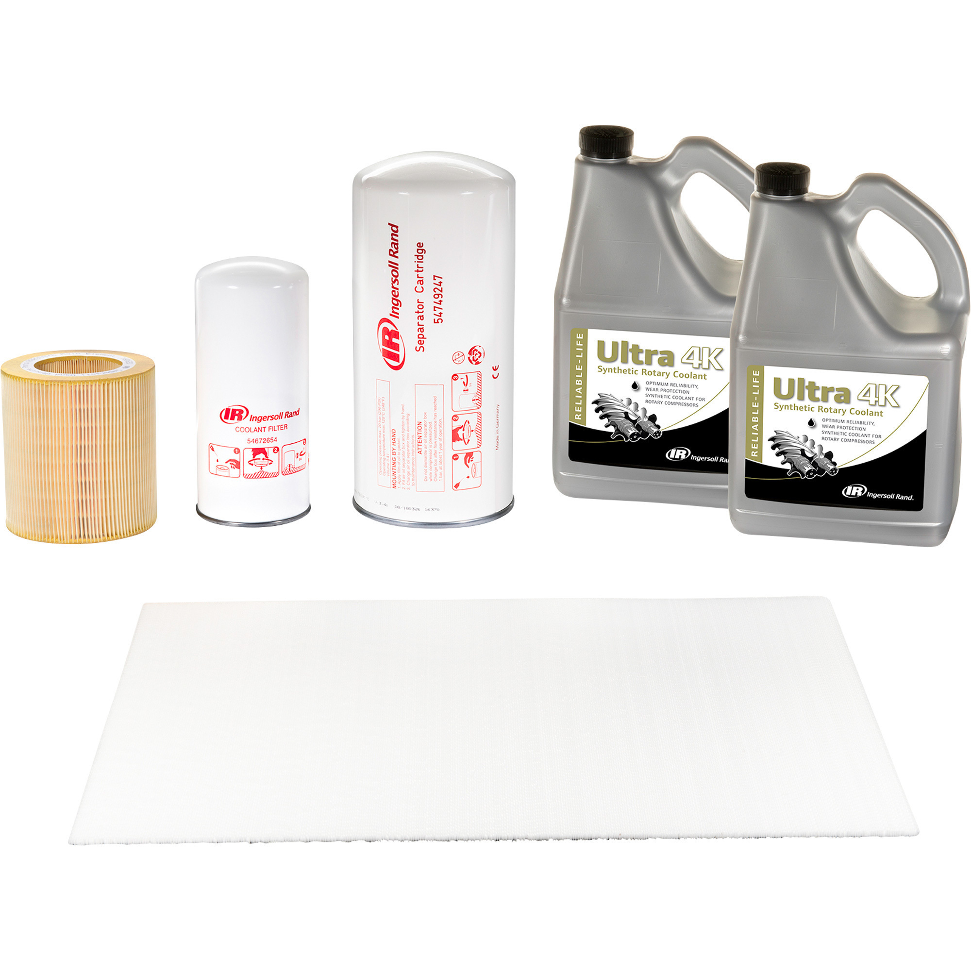 Kit de mantenimiento OEM Ingersoll Rand para compresor UP6 de 15-30 HP con lubricante Ultra 4K, Modelo# 47735463001.