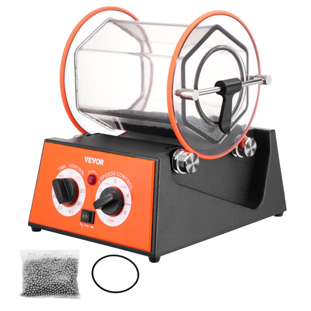 VEVOR Jewelry Polisher Tumbler, 11lbs/5kg Capacity Mini Rotary Tumbler Machine with 0-60 Minutes Timer, 5 Speeds Jewelry Rotary Finisher for Surface Polishing Grinding Buffing Gemstones Jewels Coins - WSPGJCSSDK5KG4QEZV1
