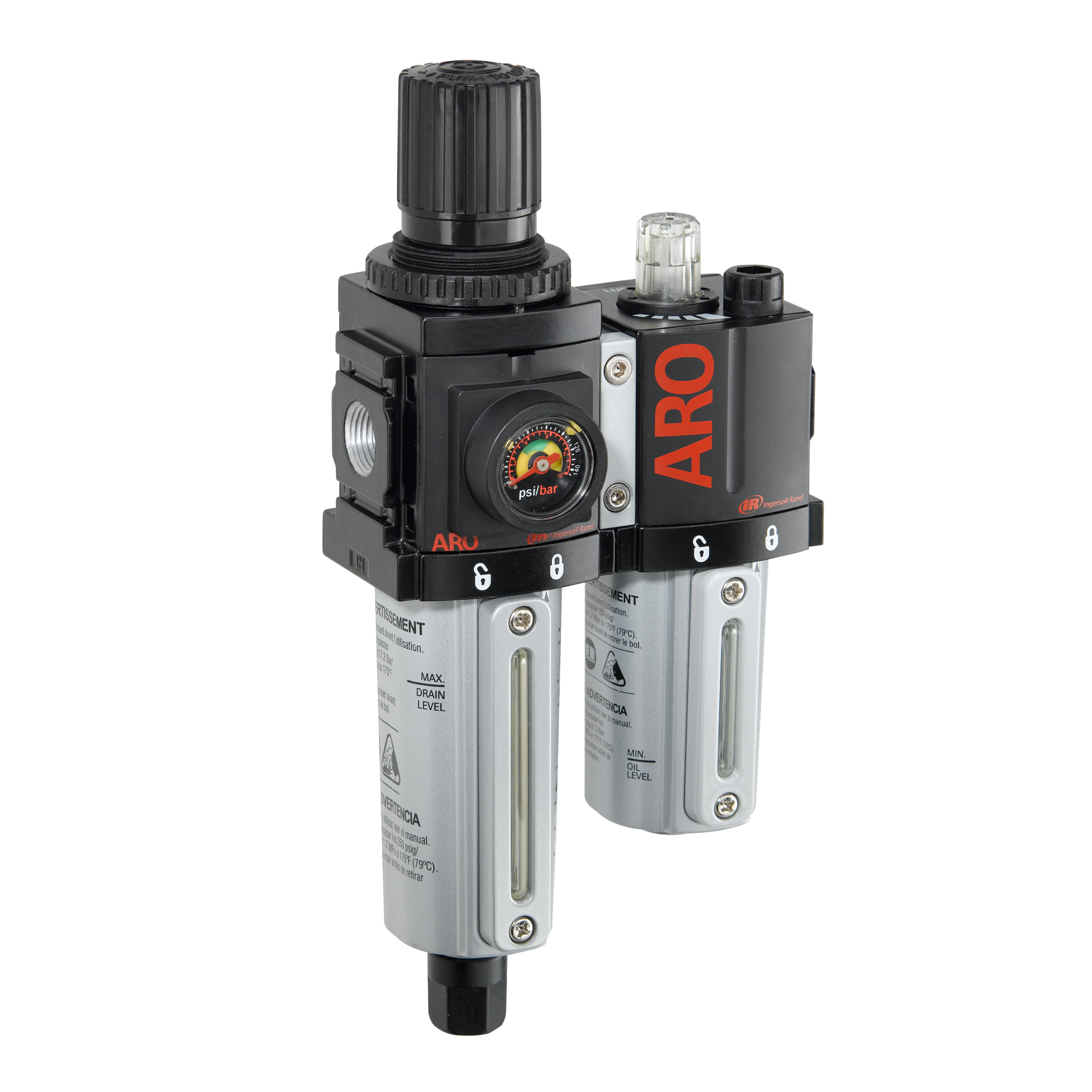 ARO Ingersoll Rand, Combinación FRL de 1/4in. Serie 1500, Modelo# C38221-611 - Mexican Spanish Translation