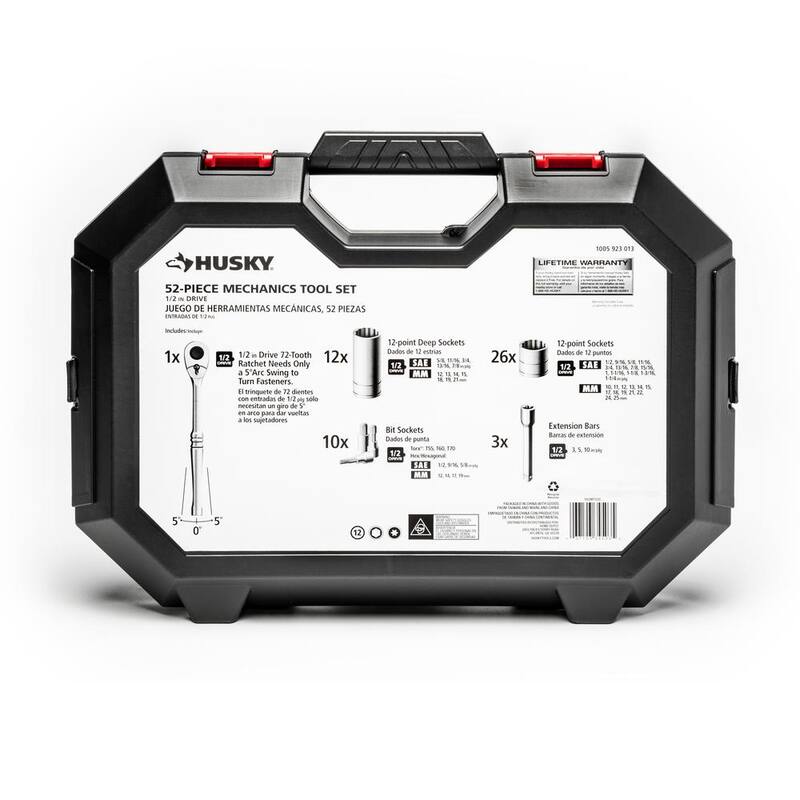 Juego de herramientas mecánicas Husky de 1/2 pulgadas (52 piezas) - H52MTS2D