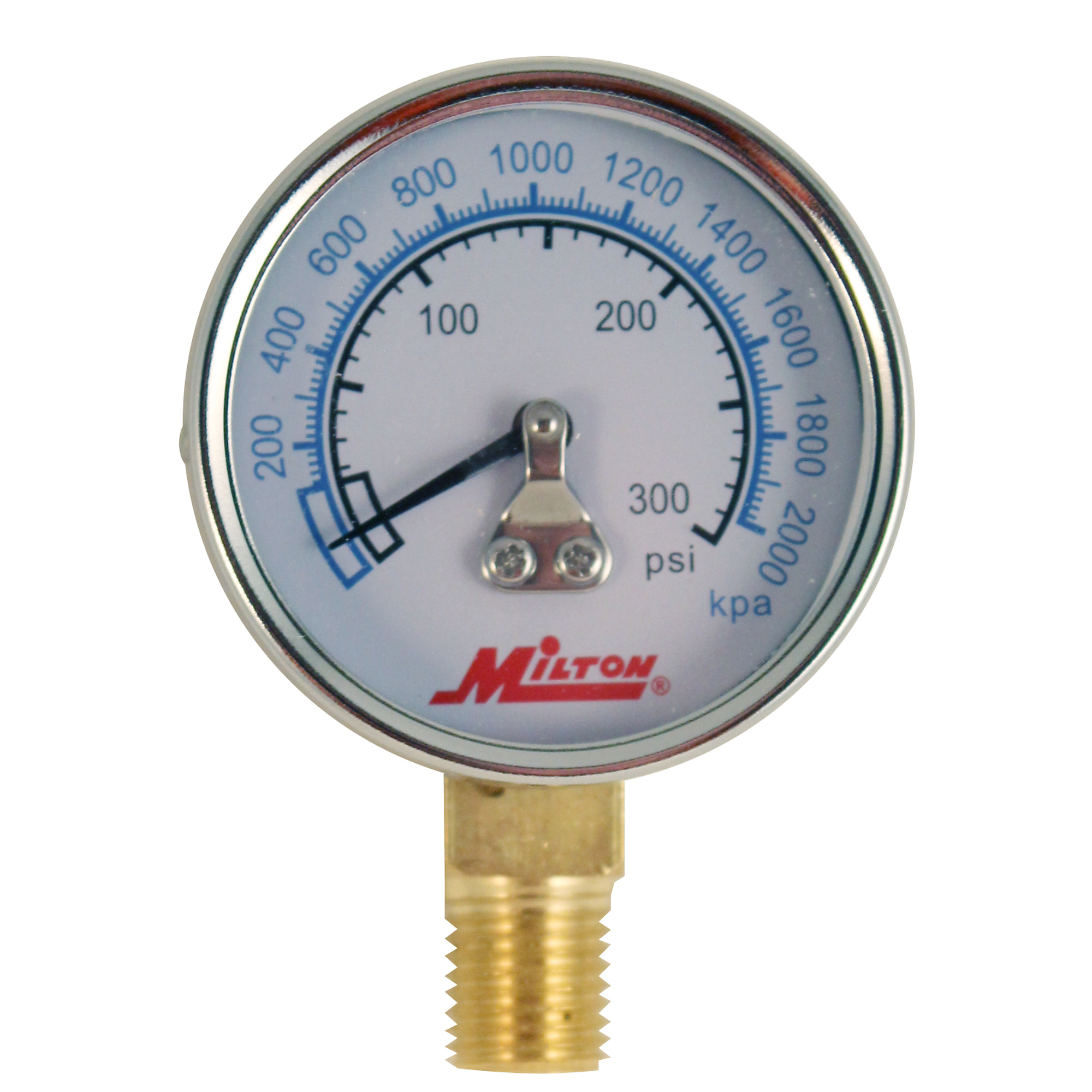 Manómetro Milton, 0-300 PSI - Montaje Inferior, Máx. 300 PSI, Modelo# 1195
