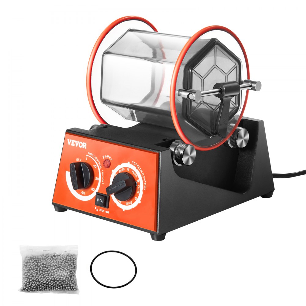 VEVOR Jewelry Polisher Tumbler, 6.6lbs/3kg Capacity Mini Rotary Tumbler Machine with 0-60 Minutes Timer, 5 Speeds Jewelry Rotary Finisher for Surface Polishing Grinding Buffing Gemstones Jewels Coins - WSPGJCSSDK3KGRAXPV1