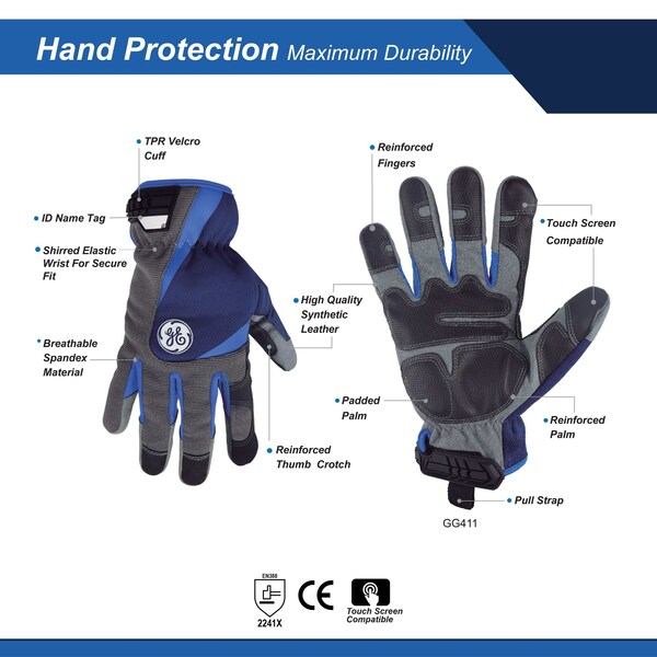 Guantes mecánicos Ge, M, gris, azul, spandex - GG411LC