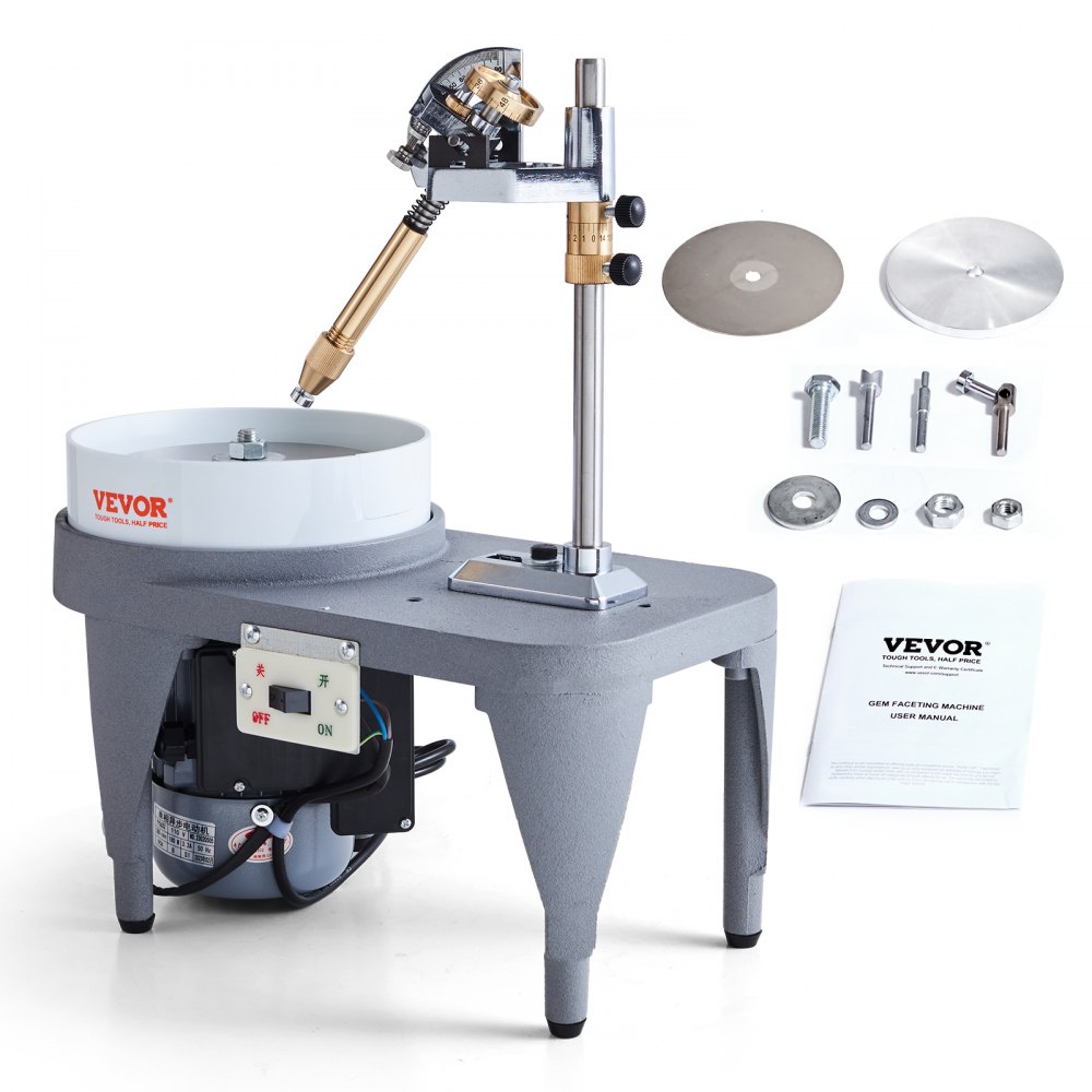 VEVOR Gem Faceting Machine, 2800RPM Jade Grinding Polishing Machine, 180W 110V Rock Polisher Jewel Angle Polisher, with Faceted Manipulator and 1 Bag of Triangle Abrasive for Jewelry Polisher - BKDS802800RPMW3JMV1