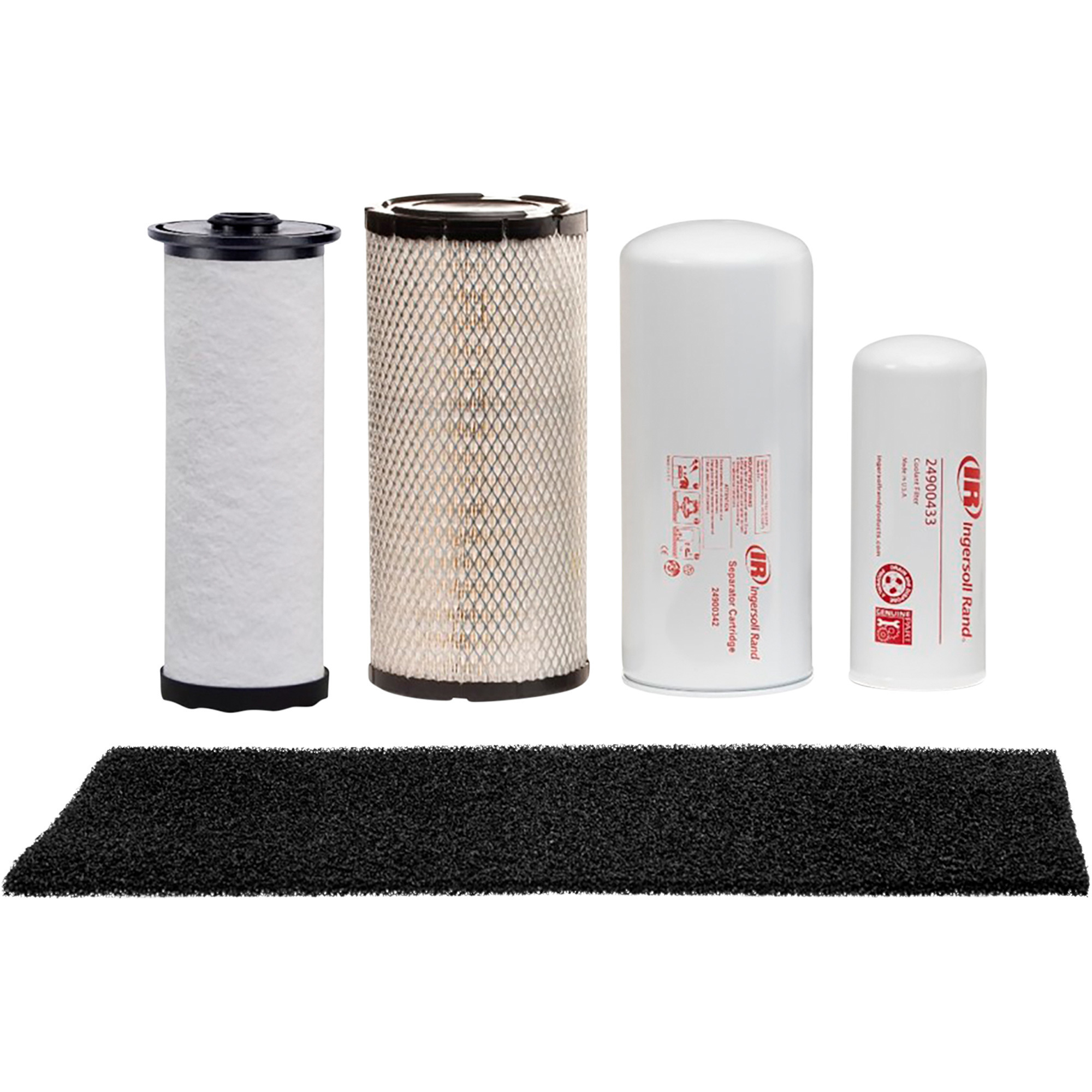 Kit de mantenimiento solo con filtros OEM de Ingersoll Rand para compresor de tornillo rotativo de aceite R Series de 11-22kW, modelo #47649198001.