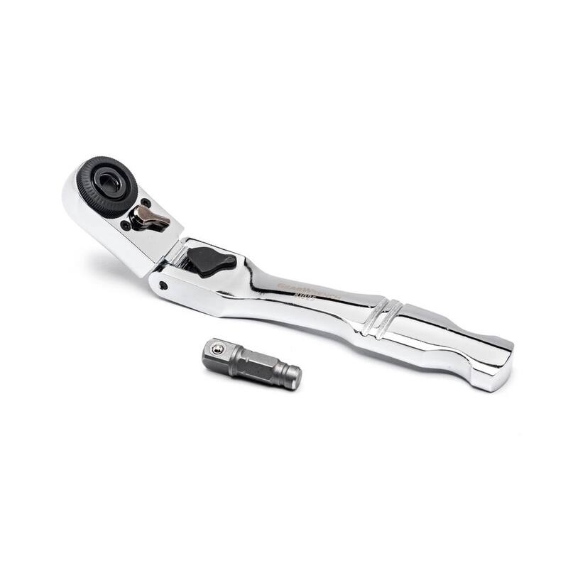 Juego de herramientas mecánicas GEARWRENCH 1/4 pulg. Drive 6-Point SAE/Métrica Slim Flex-Head Ratchet and Socket (55 piezas) - 81039