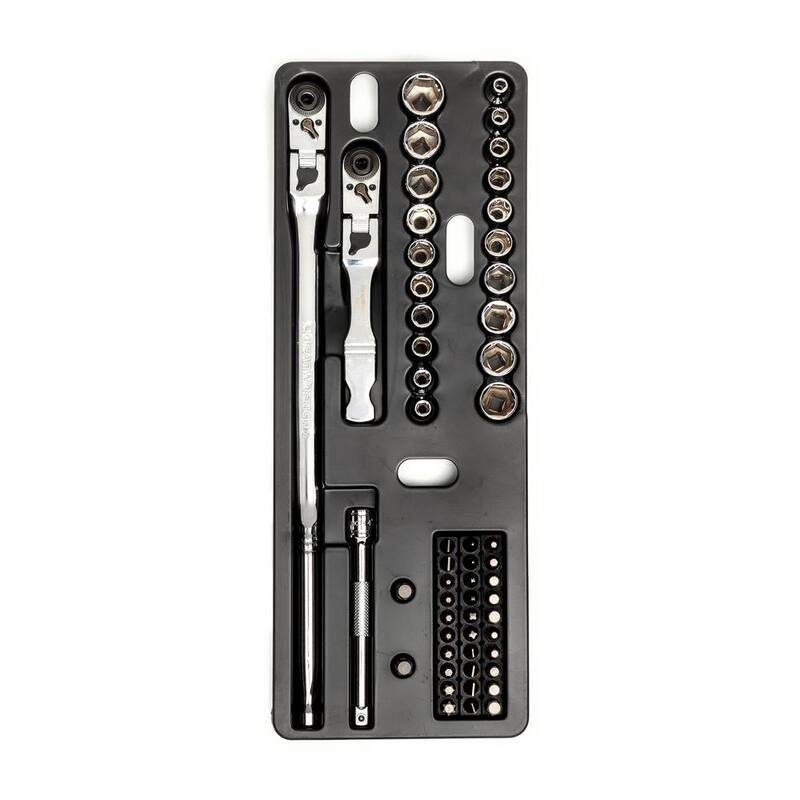 Juego de herramientas mecánicas GEARWRENCH 1/4 pulg. Drive 6-Point SAE/Métrica Slim Flex-Head Ratchet and Socket (55 piezas) - 81039