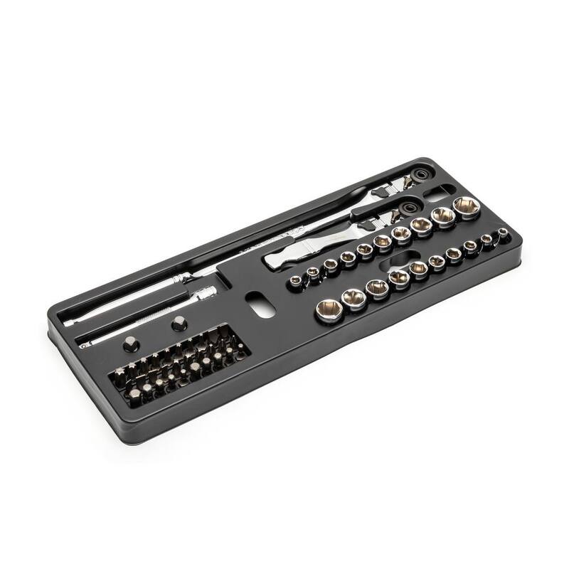 Juego de herramientas mecánicas GEARWRENCH 1/4 pulg. Drive 6-Point SAE/Métrica Slim Flex-Head Ratchet and Socket (55 piezas) - 81039