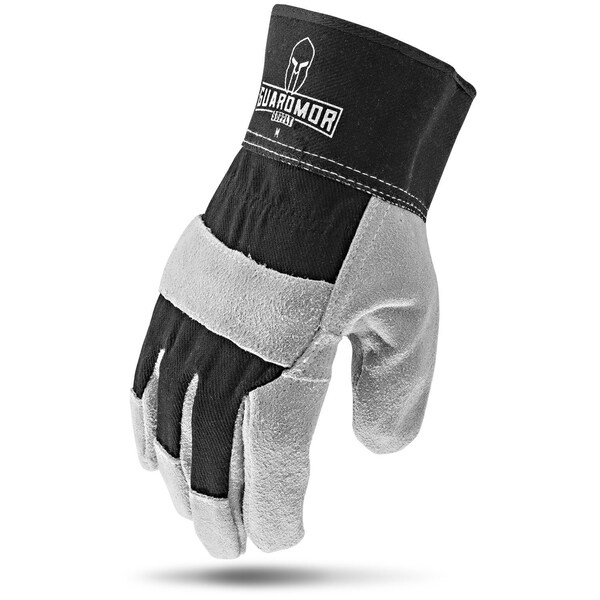 Guante de seguridad de cuero dividido con dorso negro tamaño grande - G15SLD-KL