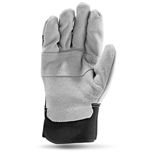 Guante de seguridad de cuero dividido con dorso negro tamaño grande - G15SLD-KL