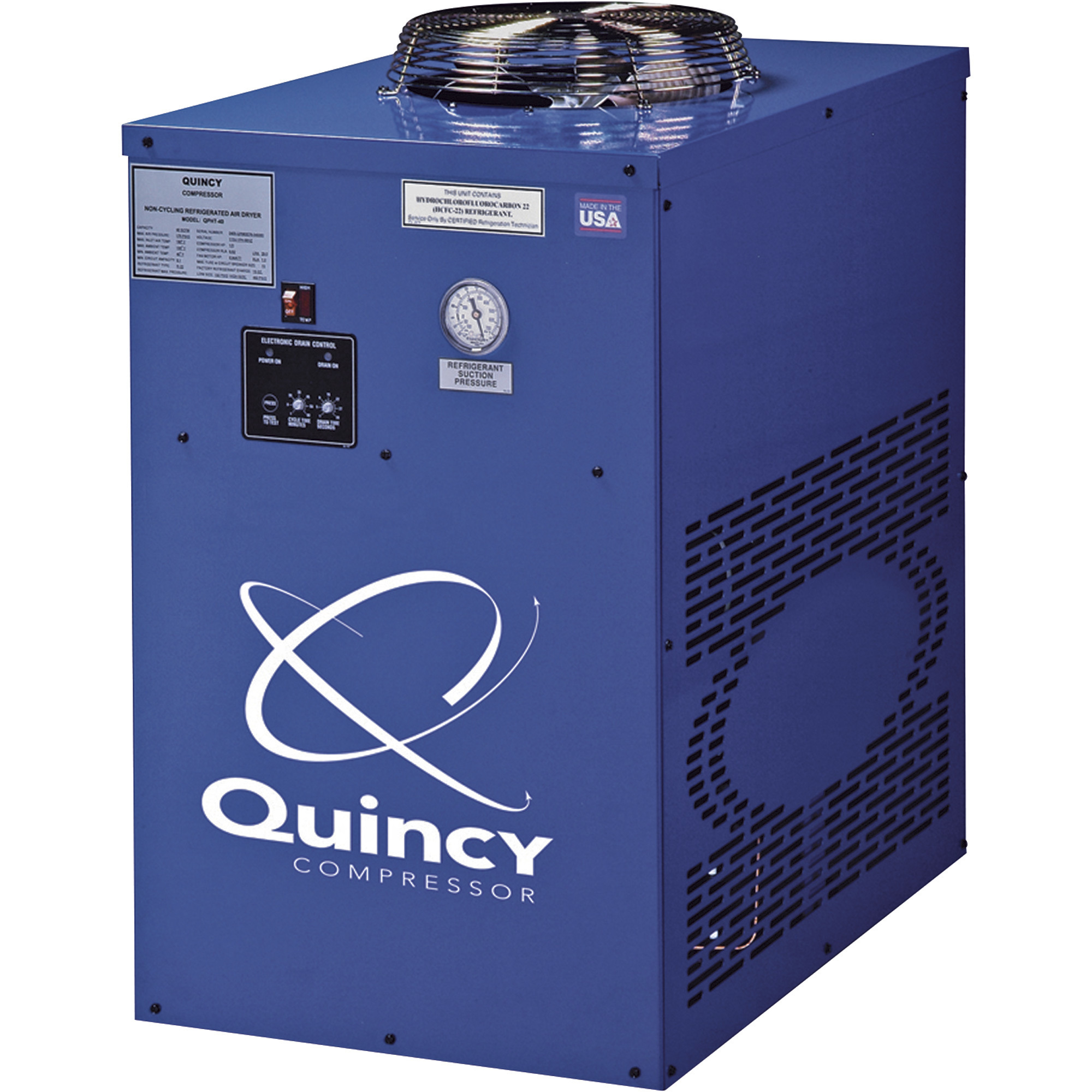 Secador de aire refrigerado Quincy, 75 CFM, alta temperatura, sin ciclo de encendido y apagado, Modelo QRHT-75.