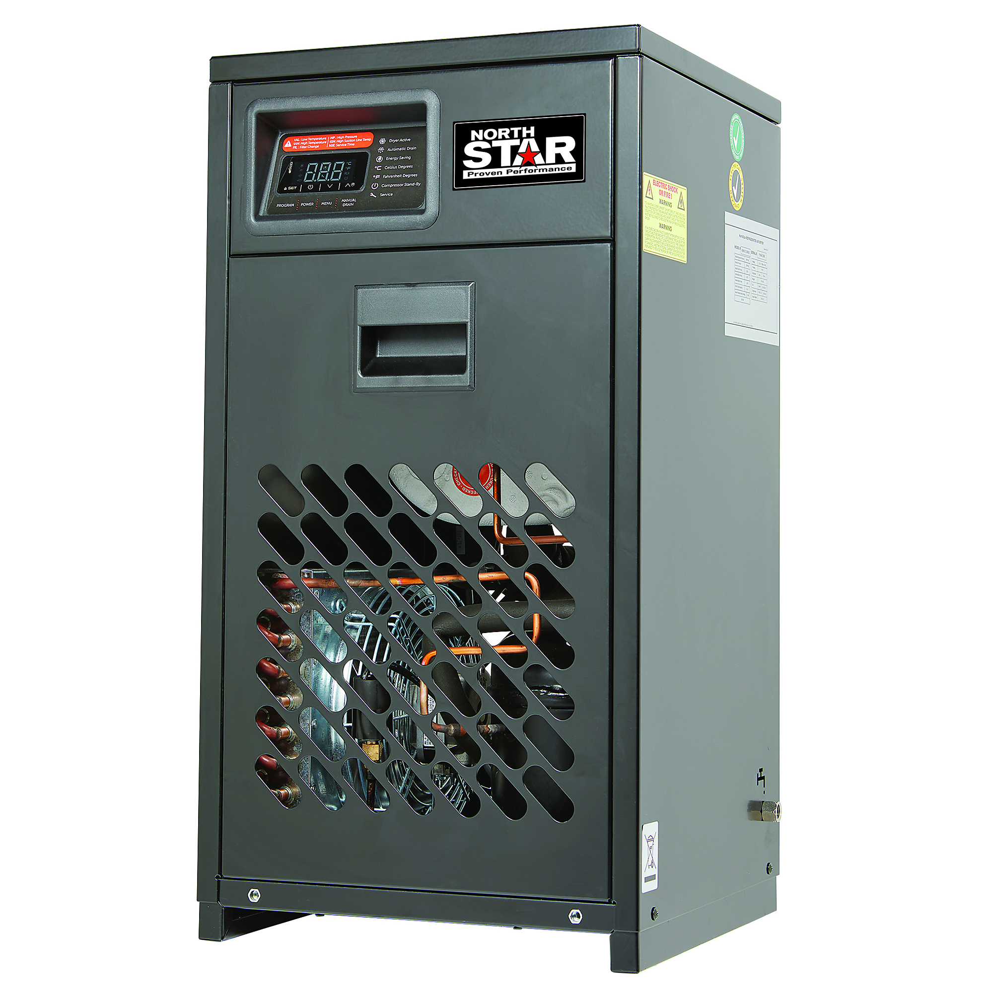 Secador de aire refrigerado NorthStar Quiet Armor 30 CFM, tasa de flujo máxima de 30 CFM.