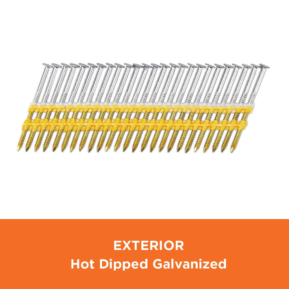 Clavos para armazón colados con anillo, galvanizados en caliente de 2-3/8 pulgadas x 0.113 pulgadas, ángulo de 21 grados (5000 por caja) 0807150