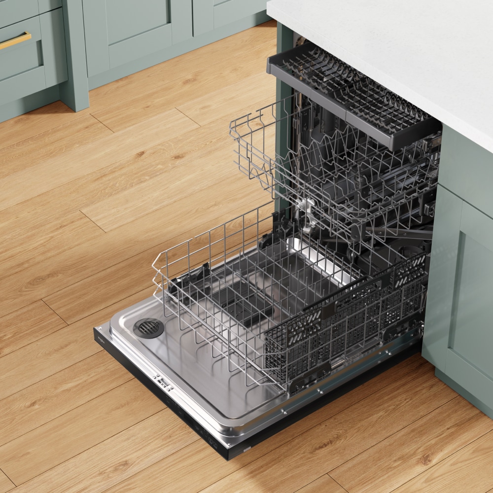 Lavavajillas Empotrable de Gran Capacidad de la Serie Eco de Whirlpool con Tercer Rack (Negro), Control Superior de 24 Pulgadas, Nivel de Ruido Muy Silencioso de 47 Decibeles WDT750SAKB