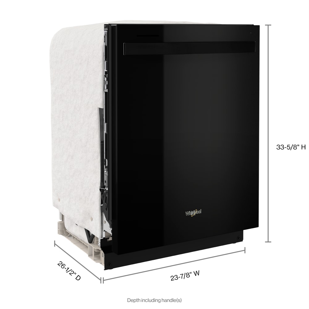 Lavavajillas Empotrable de Gran Capacidad de la Serie Eco de Whirlpool con Tercer Rack (Negro), Control Superior de 24 Pulgadas, Nivel de Ruido Muy Silencioso de 47 Decibeles WDT750SAKB