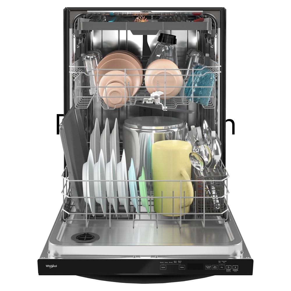 Lavavajillas Empotrable de Gran Capacidad de la Serie Eco de Whirlpool con Tercer Rack (Negro), Control Superior de 24 Pulgadas, Nivel de Ruido Muy Silencioso de 47 Decibeles WDT750SAKB