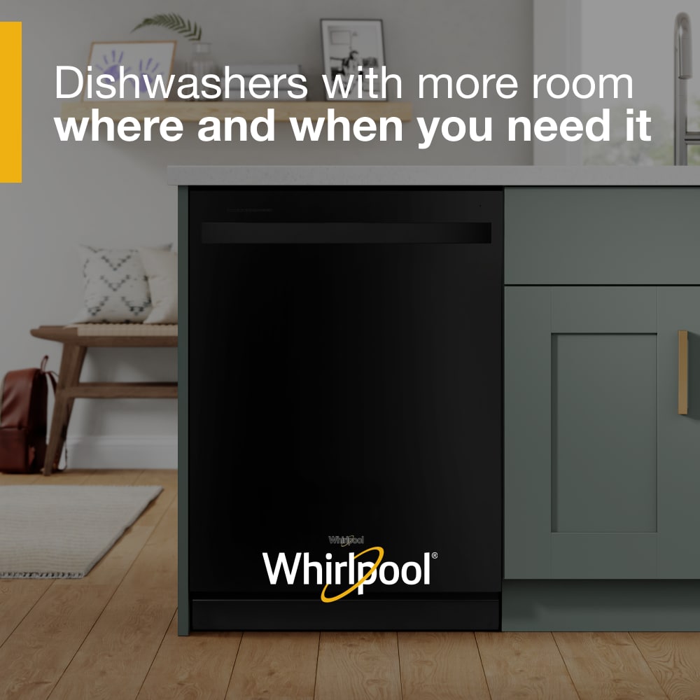 Lavavajillas Empotrable de Gran Capacidad de la Serie Eco de Whirlpool con Tercer Rack (Negro), Control Superior de 24 Pulgadas, Nivel de Ruido Muy Silencioso de 47 Decibeles WDT750SAKB