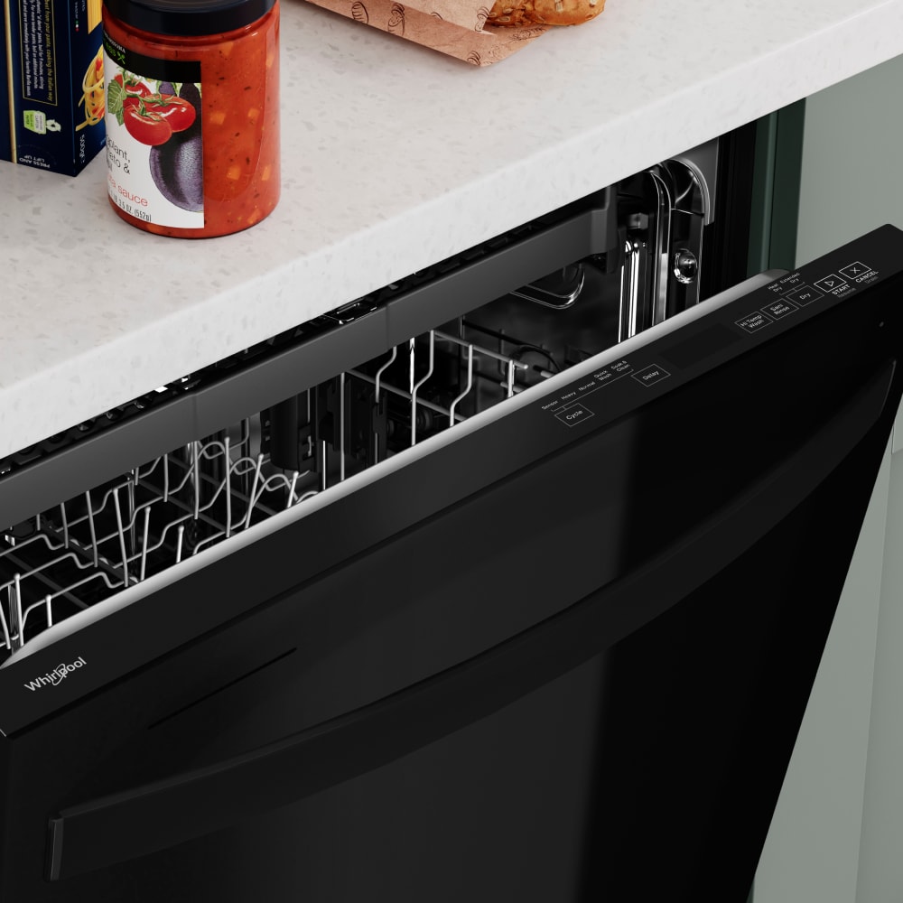 Lavavajillas Empotrable de Gran Capacidad de la Serie Eco de Whirlpool con Tercer Rack (Negro), Control Superior de 24 Pulgadas, Nivel de Ruido Muy Silencioso de 47 Decibeles WDT750SAKB