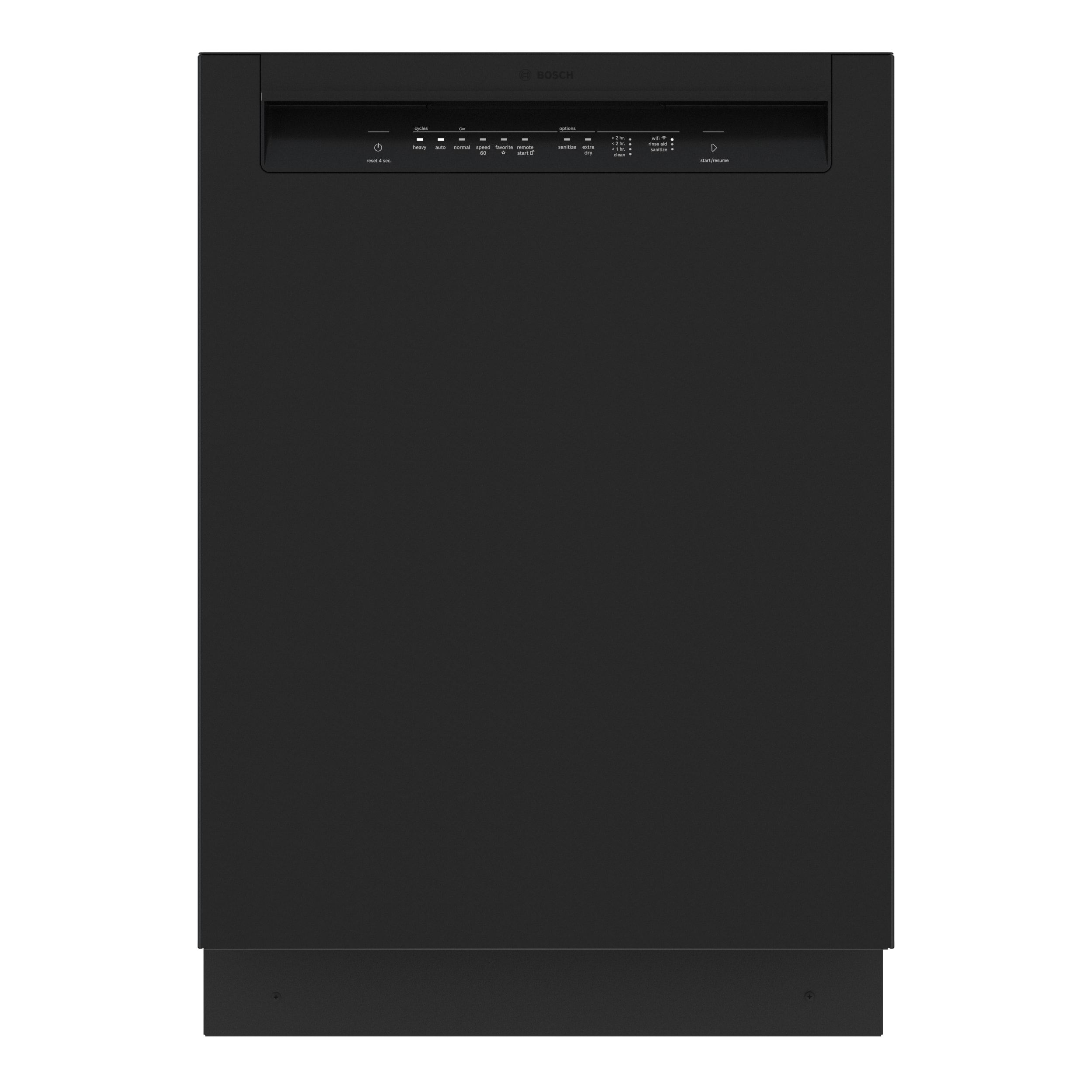 Lavavajillas empotrado Bosch Serie 100 de 24 pulgadas con control frontal (Negro), nivel de sonido muy tranquilo de 50 decibeles SHE3AEM6N.