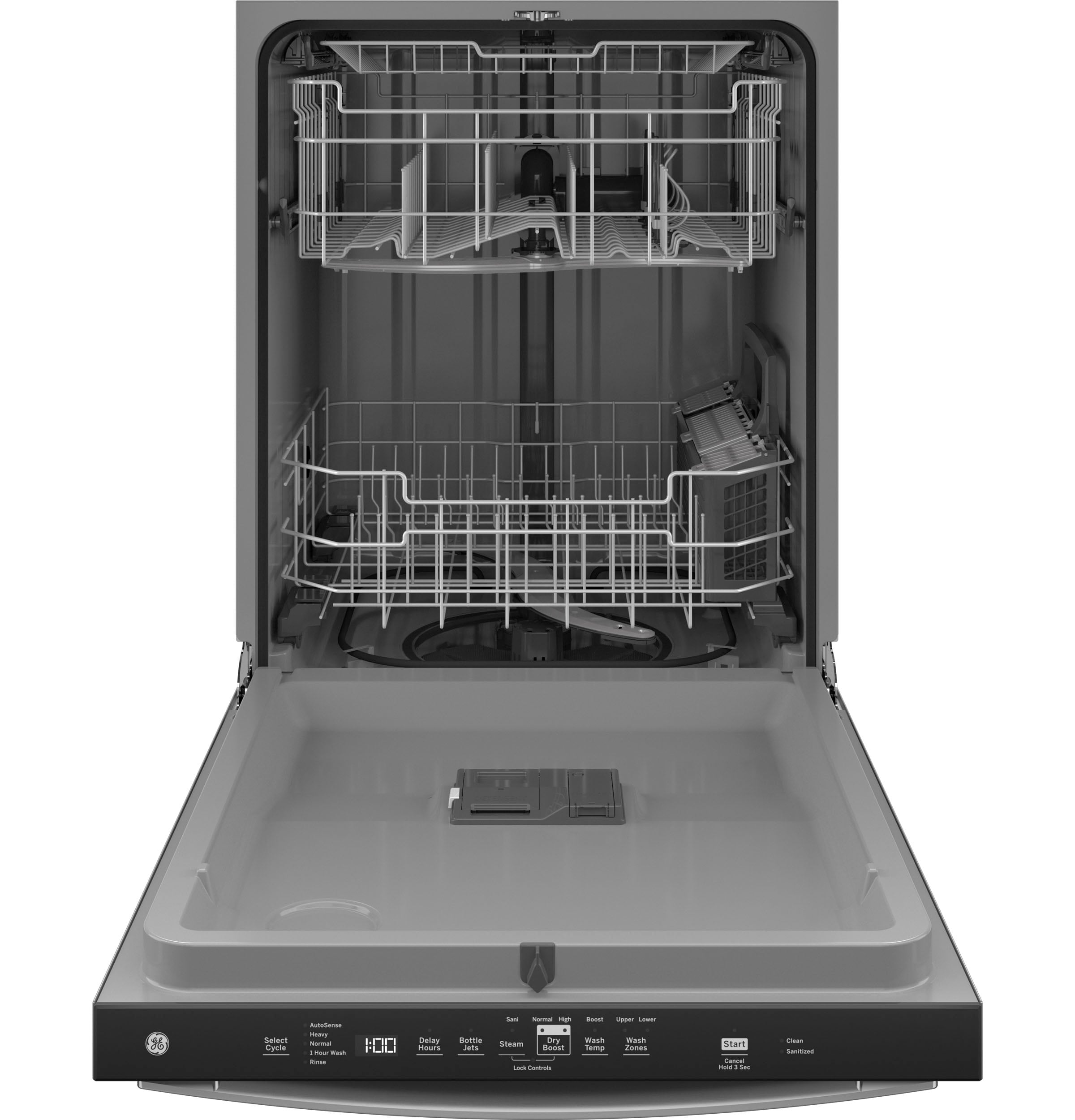 Lavavajillas Empotrado con Tercer Rack GE Dry Boost de 24 pulgadas con Control Superior (Acero Inoxidable) ENERGY STAR, Nivel de Sonido Muy Silencioso de 50 Decibeles GDT630PYRFS