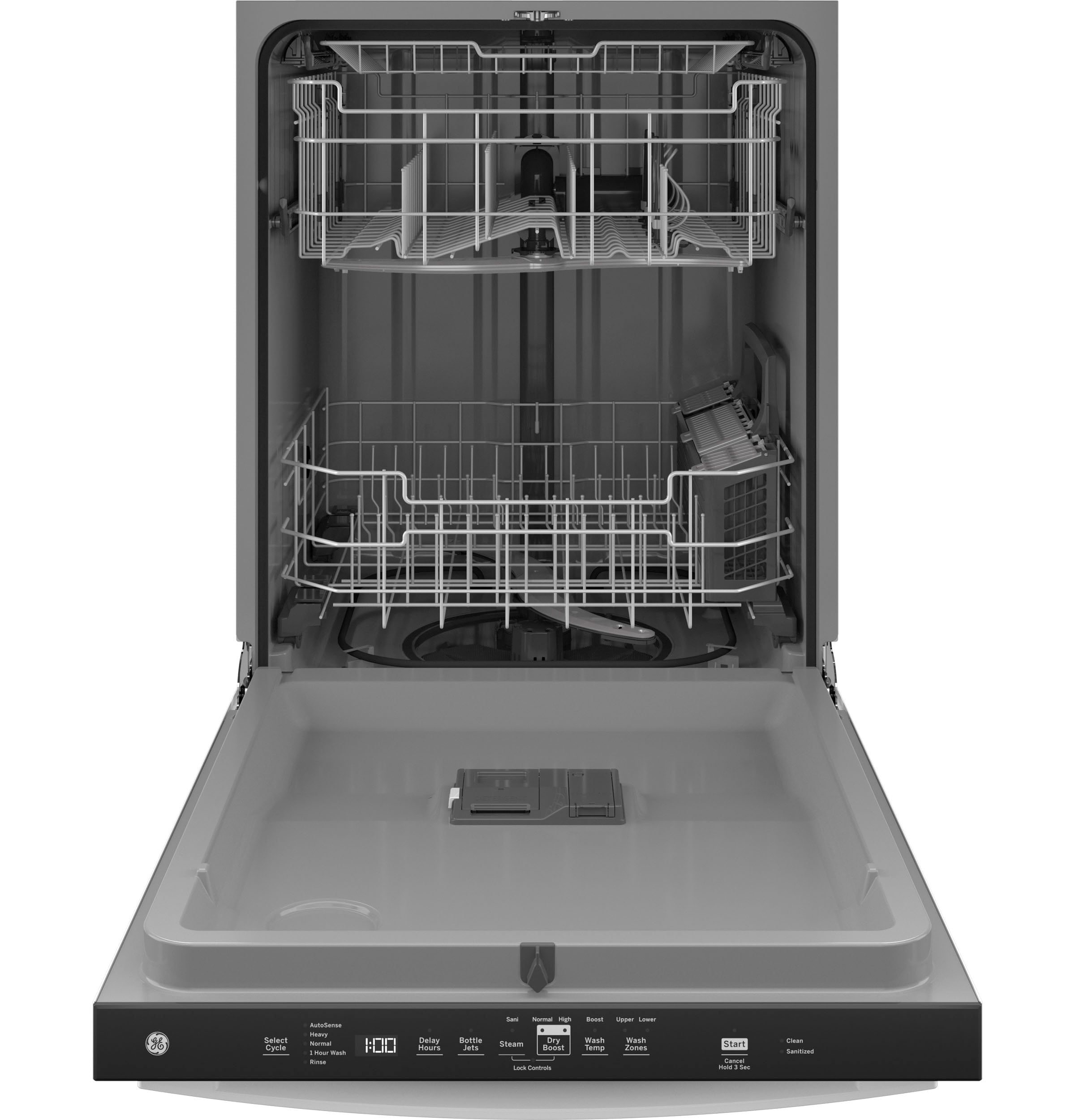 Lavavajillas Empotrado con Control Superior de 24 pulgadas y Tercer Rack (Blanco) con tecnología GE Dry Boost, nivel de sonido muy silencioso de 50 decibeles y certificación de eficiencia energética ENERGY STAR - Modelo GDT630PGRWW
