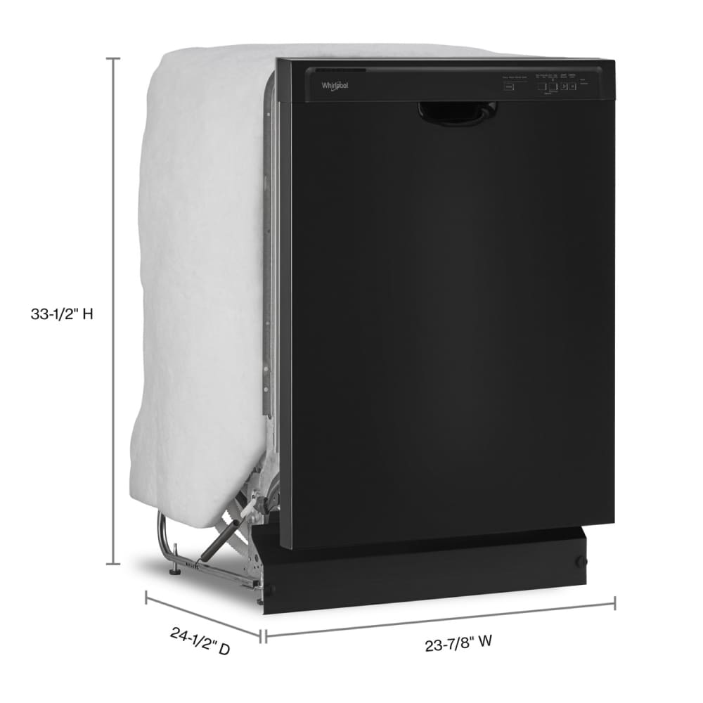 Lavavajillas Empotrado de Control Frontal de 24 pulgadas (Negro) ENERGY STAR, Nivel de Sonido Estándar de 57 Decibeles WDF341PAPB